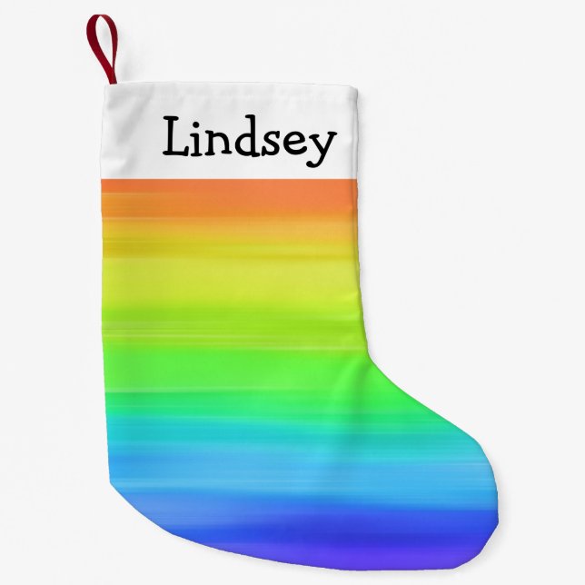 Calcetín Navideño Pequeño Acuarela personalizada del arco iris (Anverso)