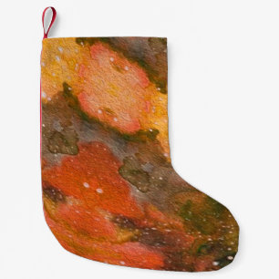 Calcetín Navideño Pequeño Acuarela pintada a mano abstracta. Lindo fondo