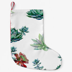 Calcetín Navideño Pequeño Acuarela suculenta el patrón sin fisuras, equeveri