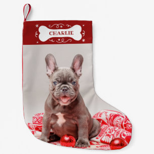 Calcetín Navideño Pequeño Adorable foto personalizada perro mascota