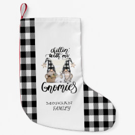 Calcetín Navideño Pequeño Adorable Gnomes Cute Gnomes Negro Tapado de Búfalo
