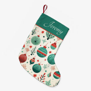 Calcetín Navideño Pequeño Adornos de árbol vintage patrón Navidad retro