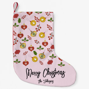 Calcetín Navideño Pequeño Adornos de Navidad Vegetación festiva Rosa      