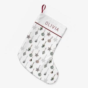 Calcetín Navideño Pequeño Adornos Navideños Rústicos Nombre Personalizado