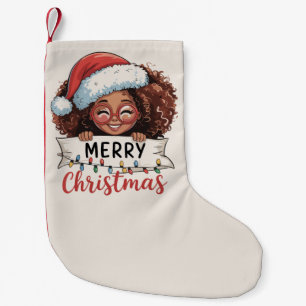Calcetín Navideño Pequeño Afroamericano Feliz Navidad Africano Negro 