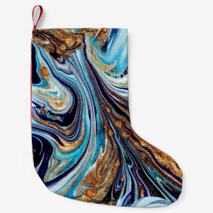 Calcetín Navideño Pequeño Agato azul persa: Textura lujosa oriental