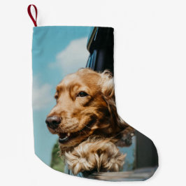Calcetín Navideño Pequeño Agrega tu foto personalizada de mascotas perros