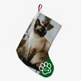 Calcetín Navideño Pequeño Agregar su propia foto de gatos mascotas monograma