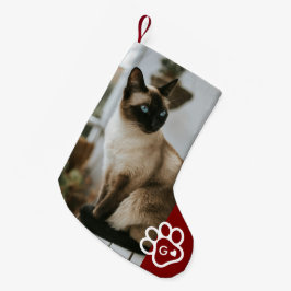 Calcetín Navideño Pequeño Agregar su propia foto de gatos mascotas monograma
