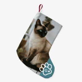 Calcetín Navideño Pequeño Agregar su propia foto Monograma de mascotas gato