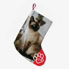 Calcetín Navideño Pequeño Agregar su propia foto Monograma de mascotas gato