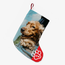 Calcetín Navideño Pequeño Agregar su propia foto Monograma de mascotas perro