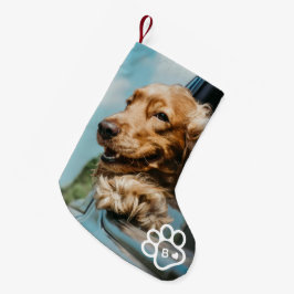 Calcetín Navideño Pequeño Agregar su propia foto Monograma de mascotas perro