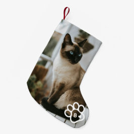 Calcetín Navideño Pequeño Agregar tu propia foto Monograma de mascotas gato