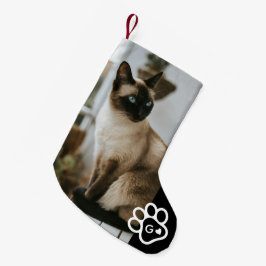 Calcetín Navideño Pequeño Agregar tu propia foto Monograma de mascotas gato