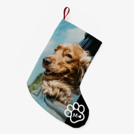 Calcetín Navideño Pequeño Agregar tu propia foto Monograma de mascotas perro