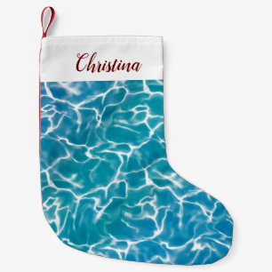Calcetín Navideño Pequeño Agua del Mar Azul *