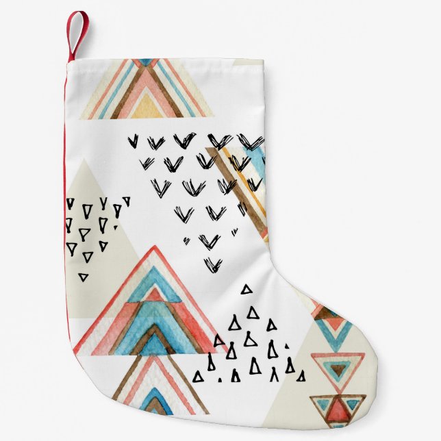 Calcetín Navideño Pequeño Agua Geométrica Sin Marea: Estilo Tribal. (Anverso)