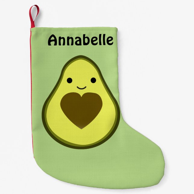 Calcetín Navideño Pequeño Aguacate amor lindo aguacate con corazón (Anverso)