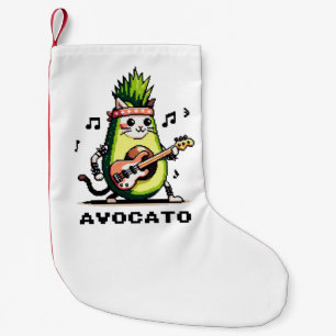 Calcetín Navideño Pequeño Aguacate - Gracioso Pixel Art Aguacate Gato Jugand