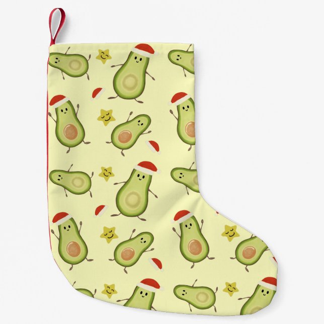 Calcetín Navideño Pequeño Aguacates y Navidad (Anverso)