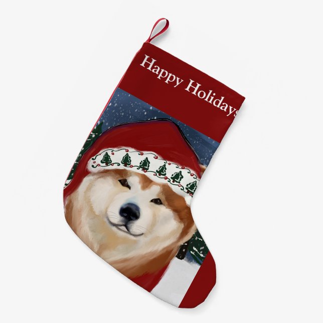 CALCETÍN NAVIDEÑO PEQUEÑO AKITA (Frente (Colgado))