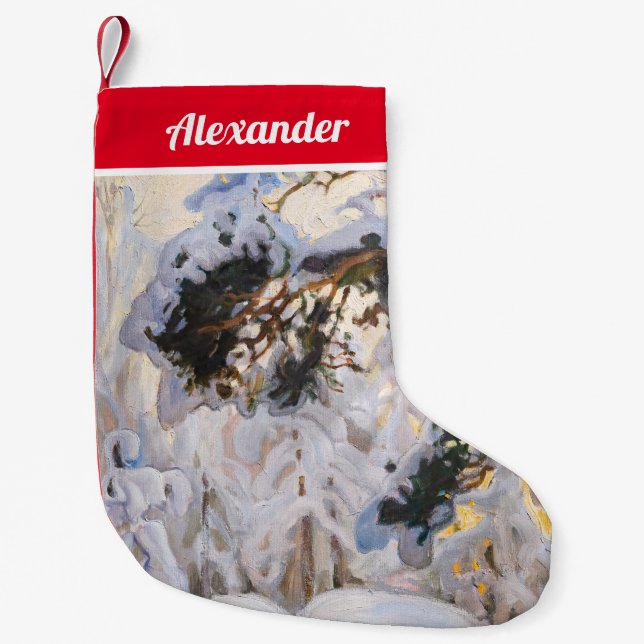 Calcetín Navideño Pequeño Akseli Gallen-Kallela - Bosque en invierno (Anverso)