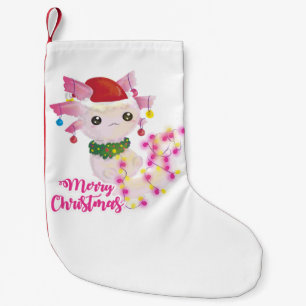 Calcetín Navideño Pequeño alegre navidad axolotl santa