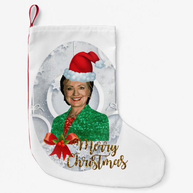 Calcetín Navideño Pequeño alegre navidad Hillary clinton stock (Anverso)