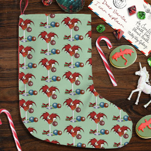 Calcetín Navideño Pequeño Alegría de la Fiesta de Navidad Cóctel Dragón Rojo