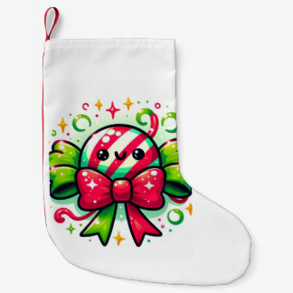 Calcetín Navideño Pequeño Alegría de Menta: Personaje de Caramelo Navideño