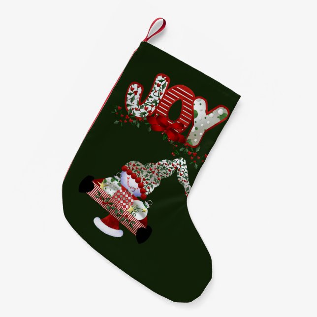 Calcetín Navideño Pequeño Alegría navideña de los navidades (Frente (Colgado))