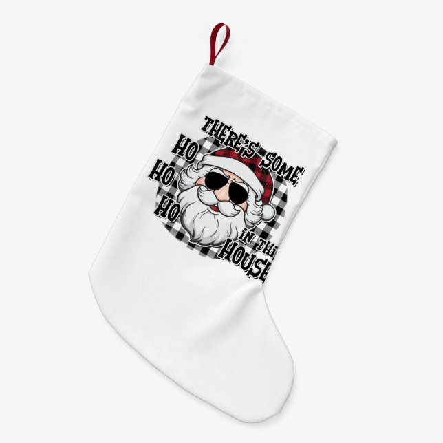 Calcetín Navideño Pequeño Algunos hábitos en esta casa | Sublimación de Punn (Frente (Colgado))