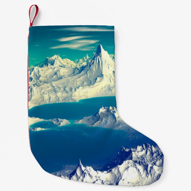 Calcetín Navideño Pequeño Alien Planet - Material gráfico de computadora 3D. (Anverso)