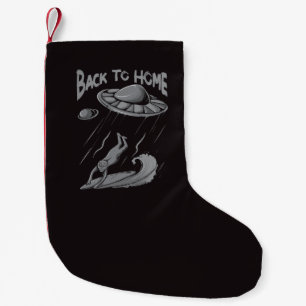 Calcetín Navideño Pequeño alienígena ufo navegando en ilustracion con vuelta