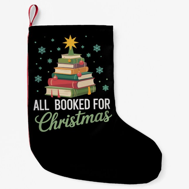 Calcetín Navideño Pequeño All Booked For Christmas Tree Books Teacher Xmas  (Anverso)
