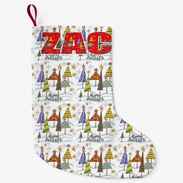 Calcetín Navideño Pequeño Almacenamiento del navidad de las vacaciones de (Anverso)