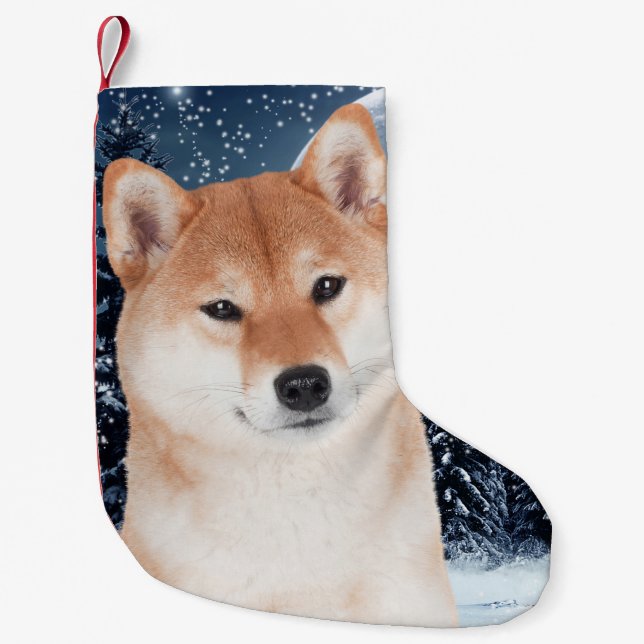 Calcetín Navideño Pequeño Almacenamiento del navidad de Shiba Inu (Anverso)