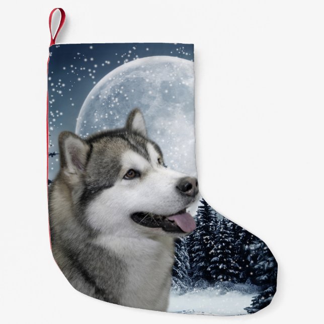 Calcetín Navideño Pequeño Almacenamiento del navidad del Malamute (Anverso)