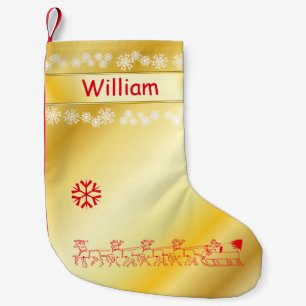 Calcetín Navideño Pequeño Almacenamiento del navidad del oro de Monogramed