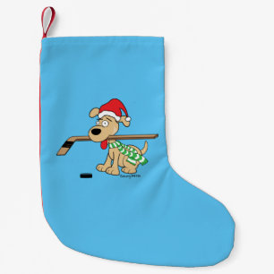 Calcetín Navideño Pequeño Almacenamiento del navidad del perro del hockey