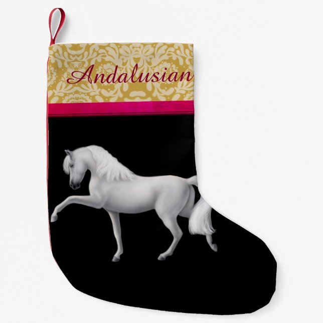 Calcetín Navideño Pequeño Almacenamiento español andaluz blanco del navidad (Anverso)