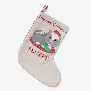 Calcetín Navideño Pequeño Almacenamiento gris del navidad del gato del