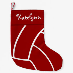 Calcetín Navideño Pequeño Almacenamiento personalizado voleibol rojo del