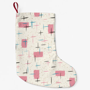 Calcetín Navideño Pequeño Almacenamiento rosado atómico retro del navidad