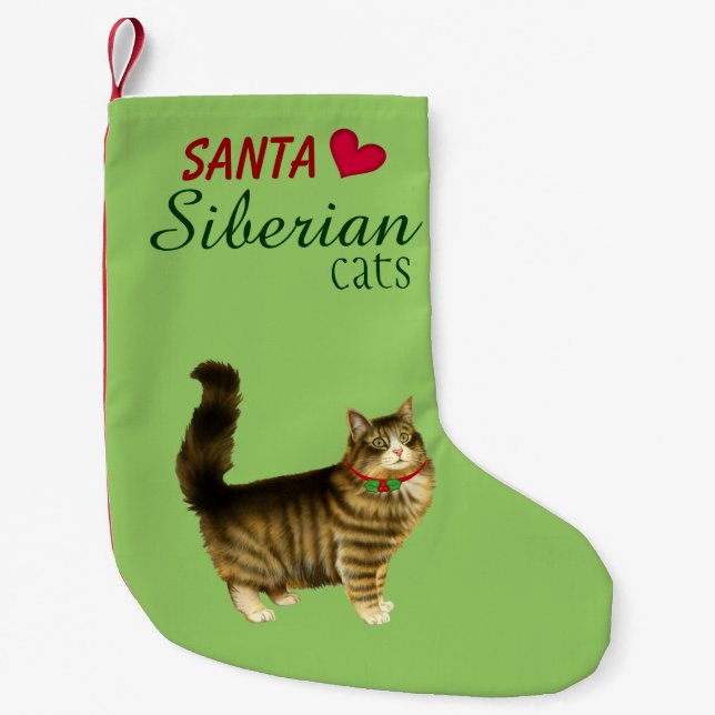 Calcetín Navideño Pequeño Almacenamiento siberiano del navidad del gato (Anverso)