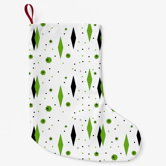 Calcetín Navideño Pequeño Almacenamiento verde retro del navidad del (Anverso)