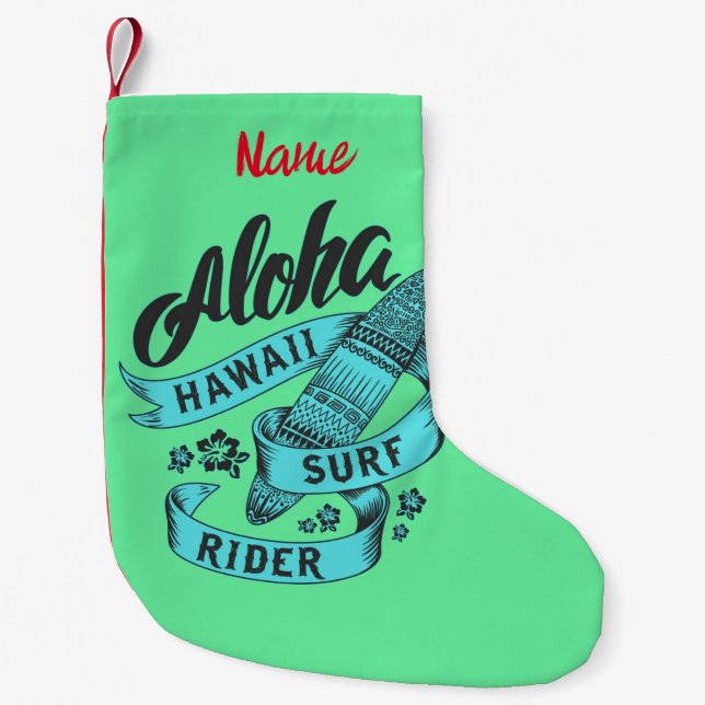 Calcetín Navideño Pequeño Aloha Hawaii Surf Rider Thunder_Cove (Anverso)