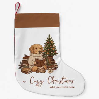 Calcetín Navideño Pequeño Amante de Libros de Perro Lindo y Acogedor de Navi
