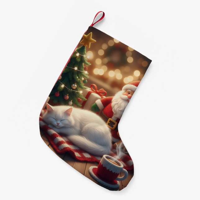 Calcetín Navideño Pequeño ambiente de Año Nuevo (Frente (Colgado))